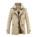 Men's Mid-Length Loose And Velvet Padded Lapel Trench Coat