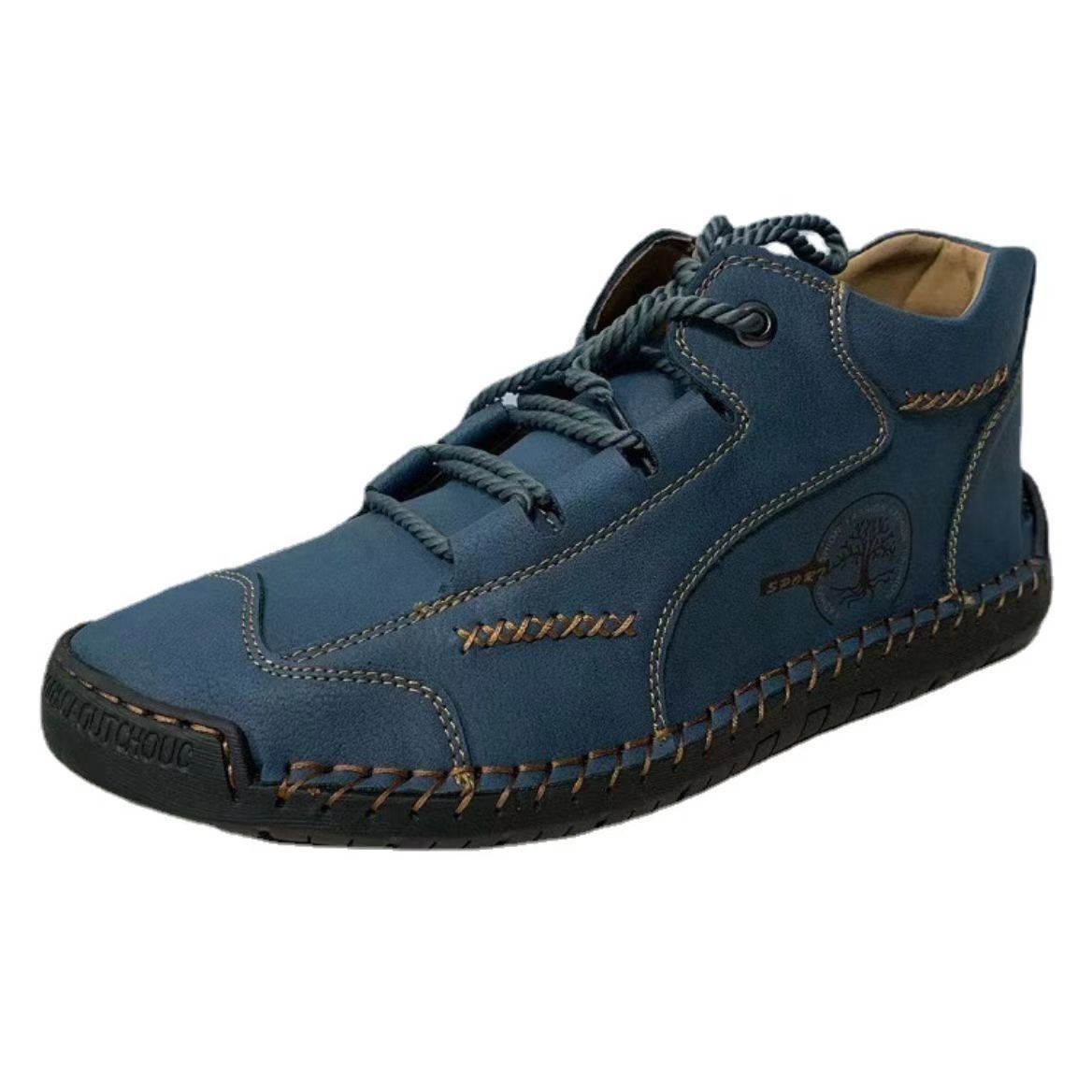 Men's Shoes Short Boots Autumn Sewing Leather Boots High-top Leather Surface