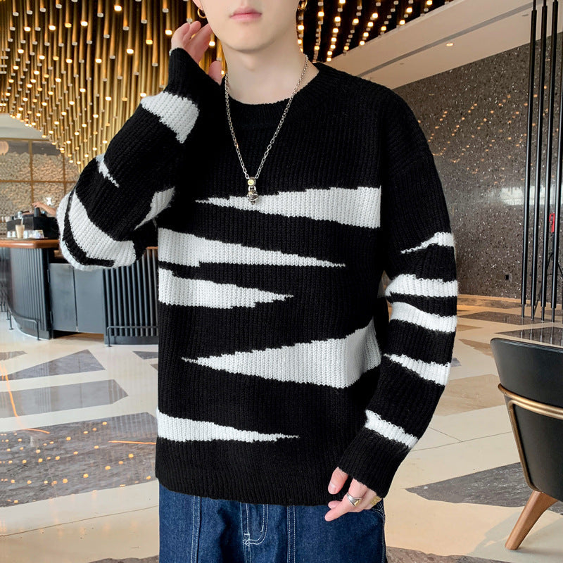Trendy Loose Knitwear Hong Kong Style Round Neck Casual Couple Top Clothes