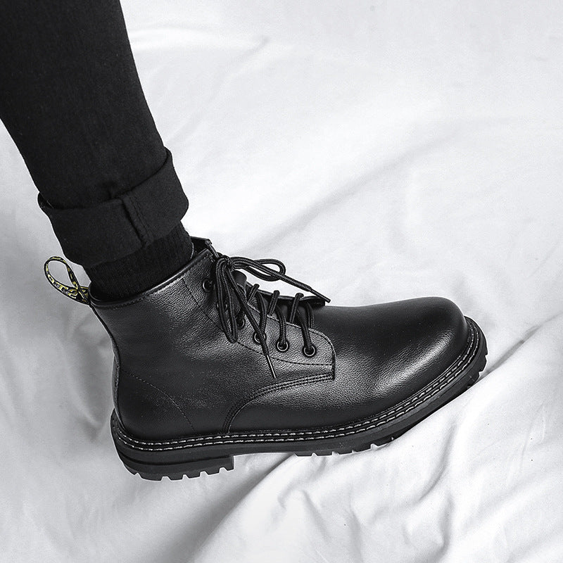 Martin  Men's High-top Black Leather Boots