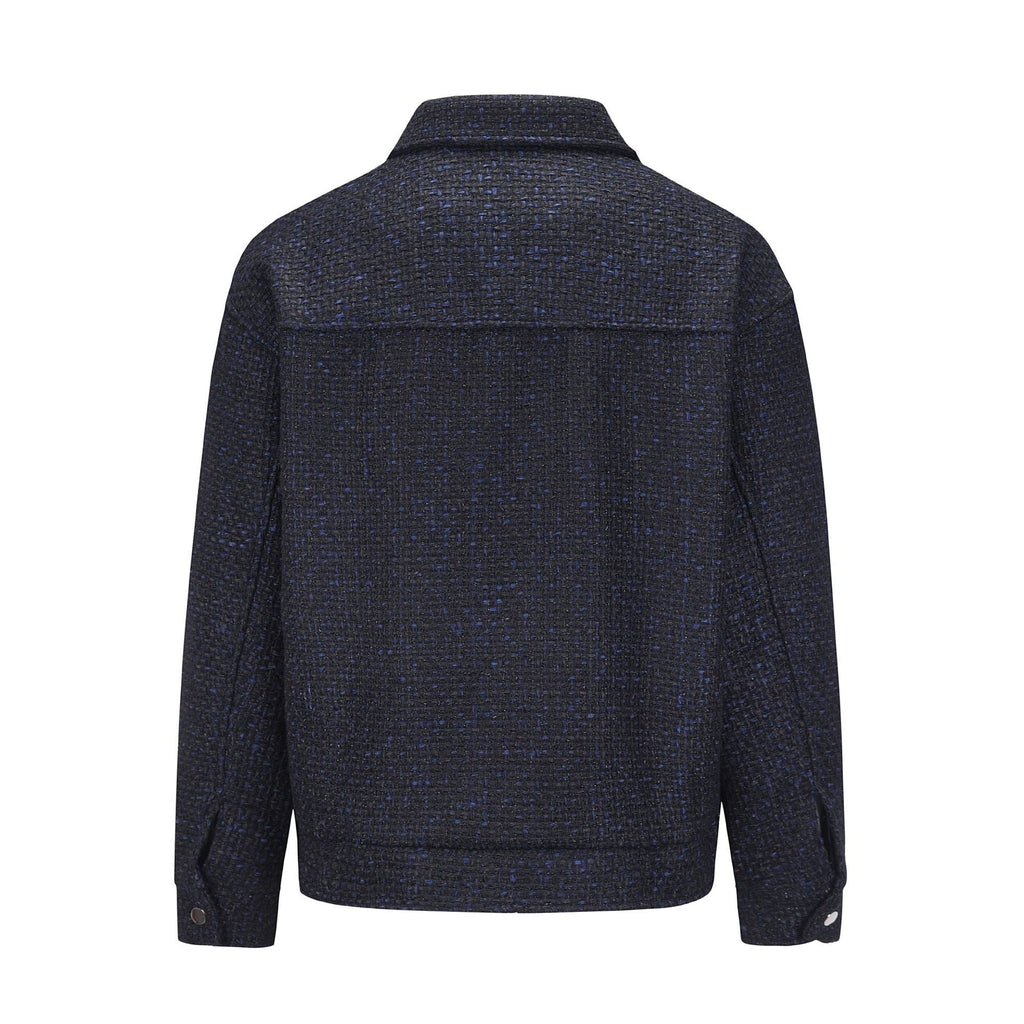 Fashion Tweed Woven Couple Casual Men's Jacket