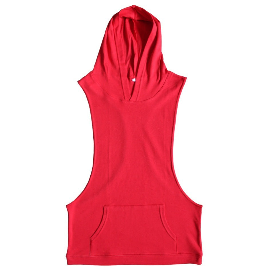 Sports style men's hooded sleeveless vest sweater