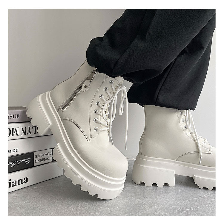 Autumn And Winter Leather Martin Boots High-top Leather Shoes Men's Shoes Fleece-lined