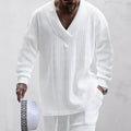 European And American Style Men's Clothing Jacquard Loose-fitting Knitted Solid Color Casual V-neck Long-sleeve Knitwear