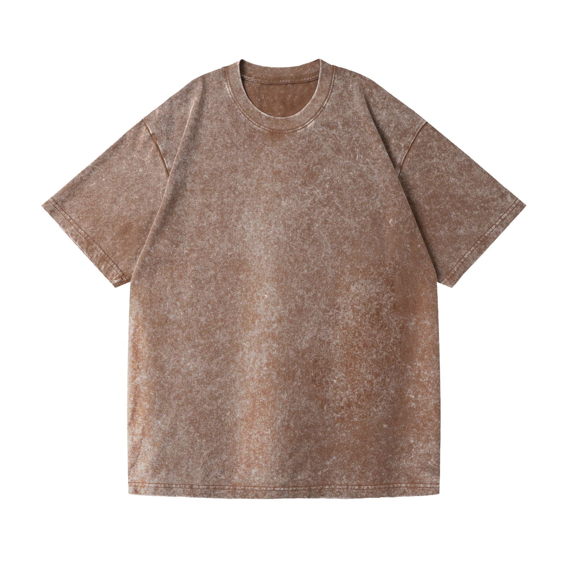 230g American Style Loose Distressed Retro Washed Men's Solid Color Short Sleeve