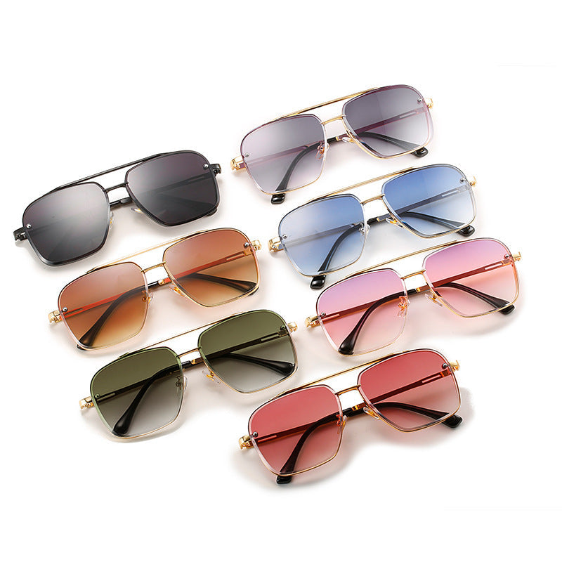 Double Bridge Cut Metal Glasses Sunglasses