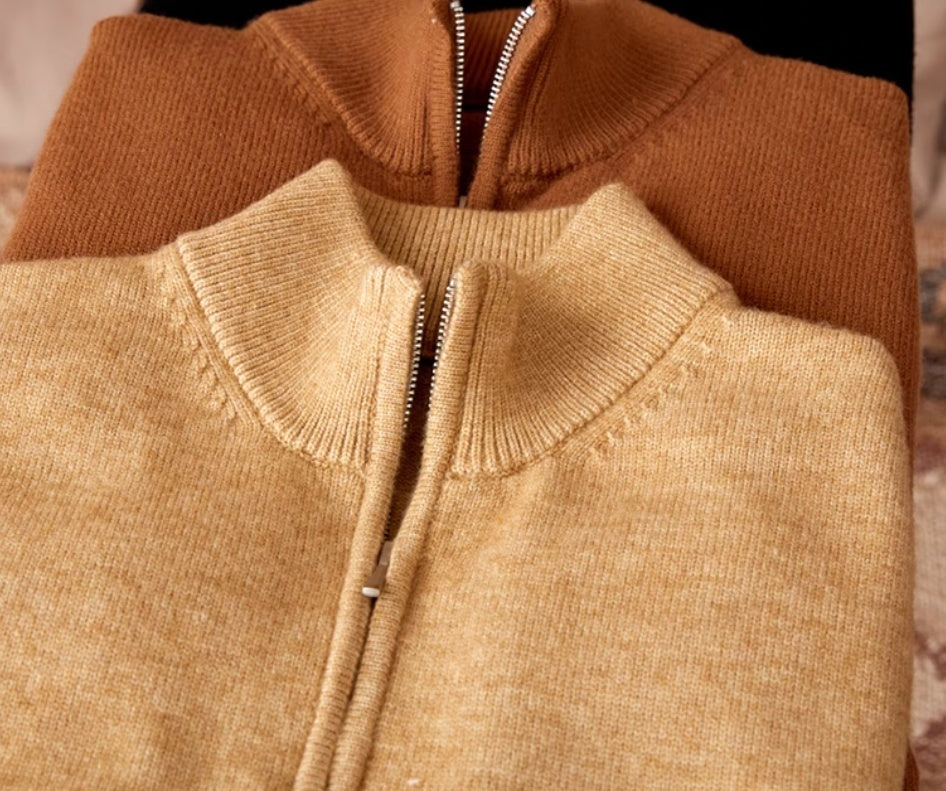 Vintage Stand Collar Vest British Slim-fitting Sleeveless sweater