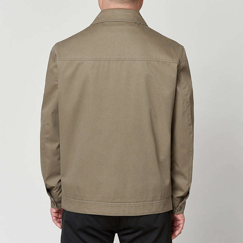 Middle-aged And Elderly Men's Casual Cotton Turn-down Collar Coat
