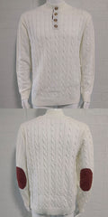 Slim-fit Buttoned Turtleneck Suede Stitching Sweater
