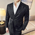 Men's Casual Suit Hook Placket Closure Collar Leather Texture Suit
