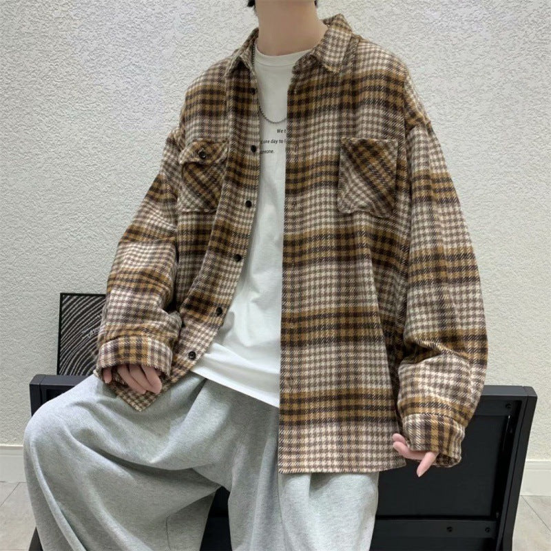 Hong Kong Style Loose Couple Contrast Shirt Jacket