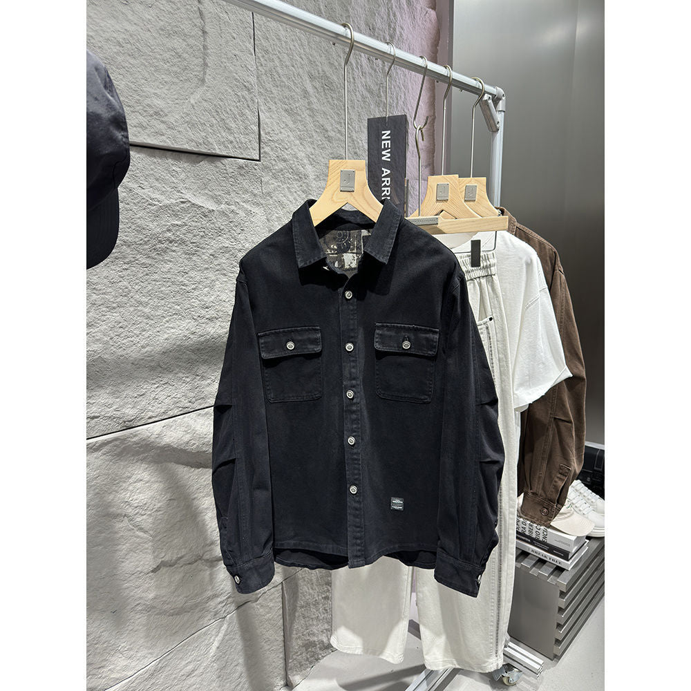 Washed Cotton Men's Workwear Loose Jacket Coat