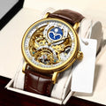 New KINYUED genuine automatic leather men's watch watches hollow mechanical watches travel time accurate