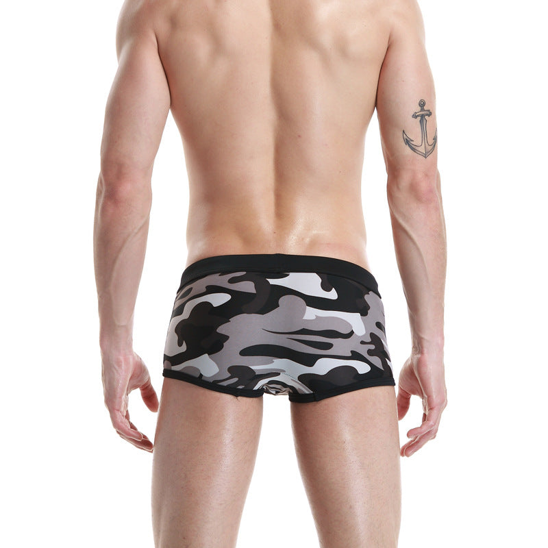 Men's Fashion Light Breathable Low Waist Camouflage Swimming Trunks