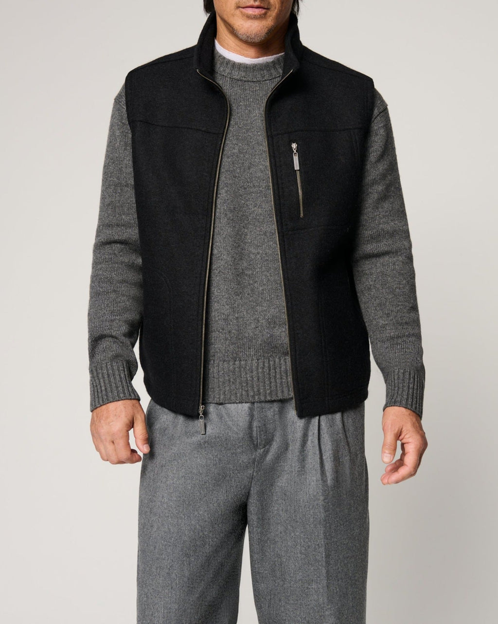 Men's Fine Autumn And Winter Blended Thermal Zipper Vest