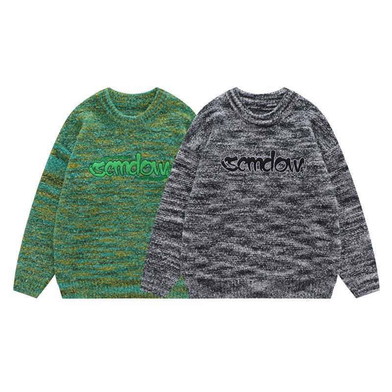 Letter Embroidery Crew Neck Sweater