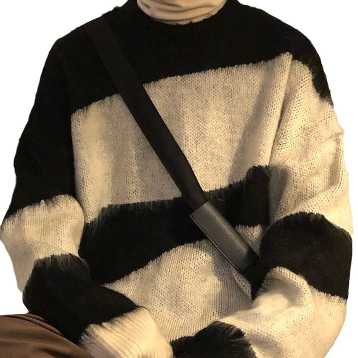 Autumn And Winter Loose American Retro Contrast Color Knitwear