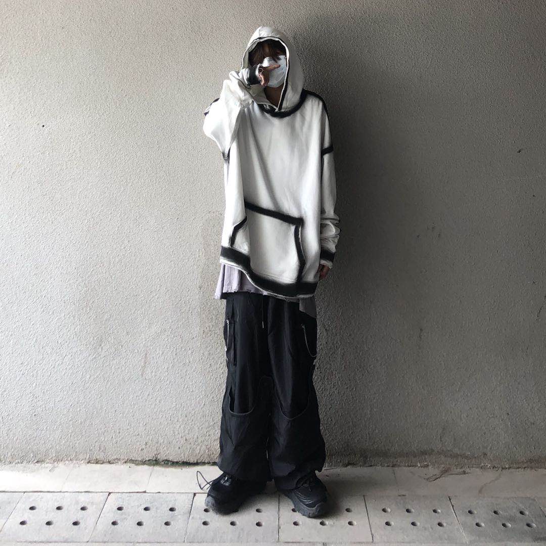 Graffiti Inkjet Wash Water Hooded Jacket Dark High Street