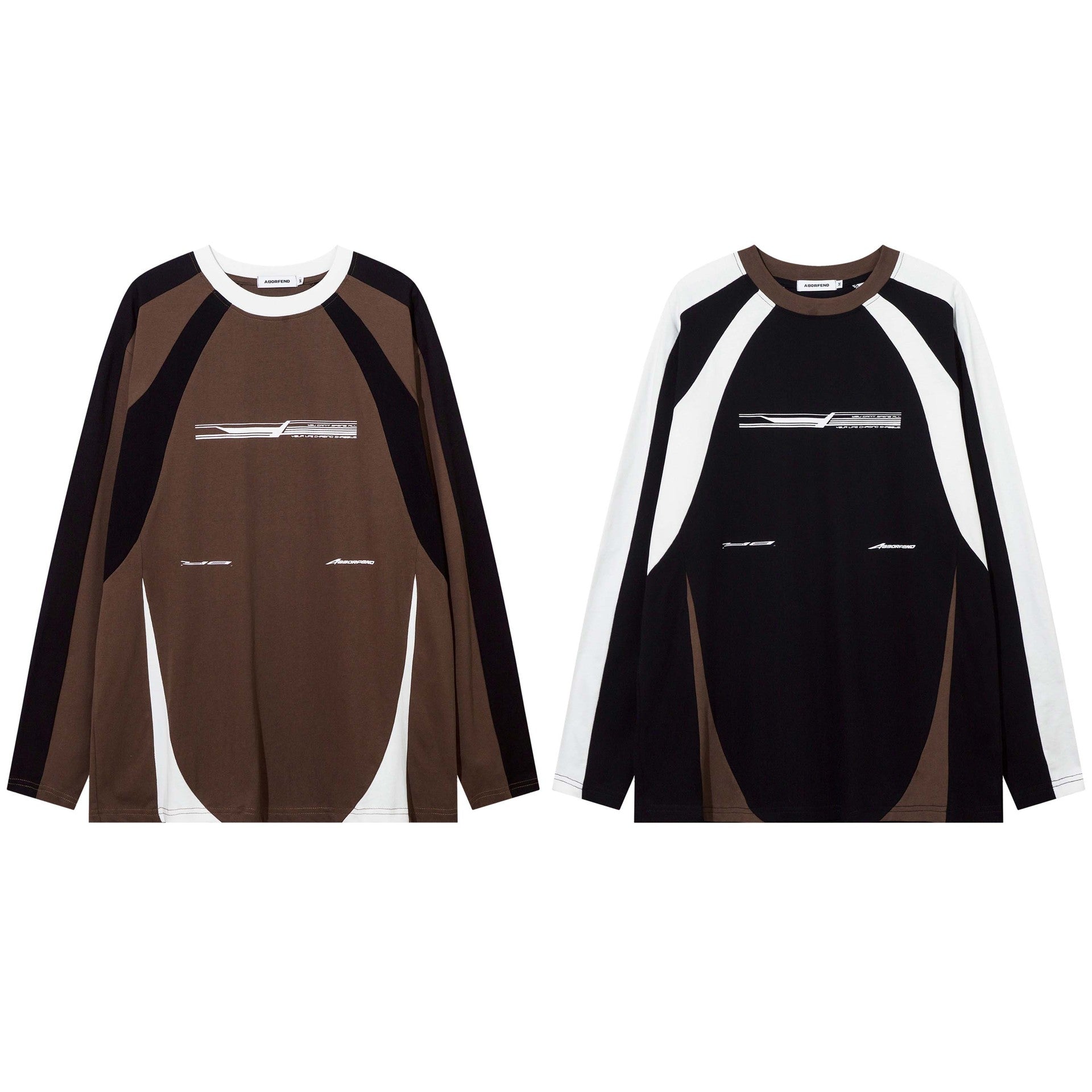 High Street American Color Matching Letters Printed Crew Neck Sweatshirt Men