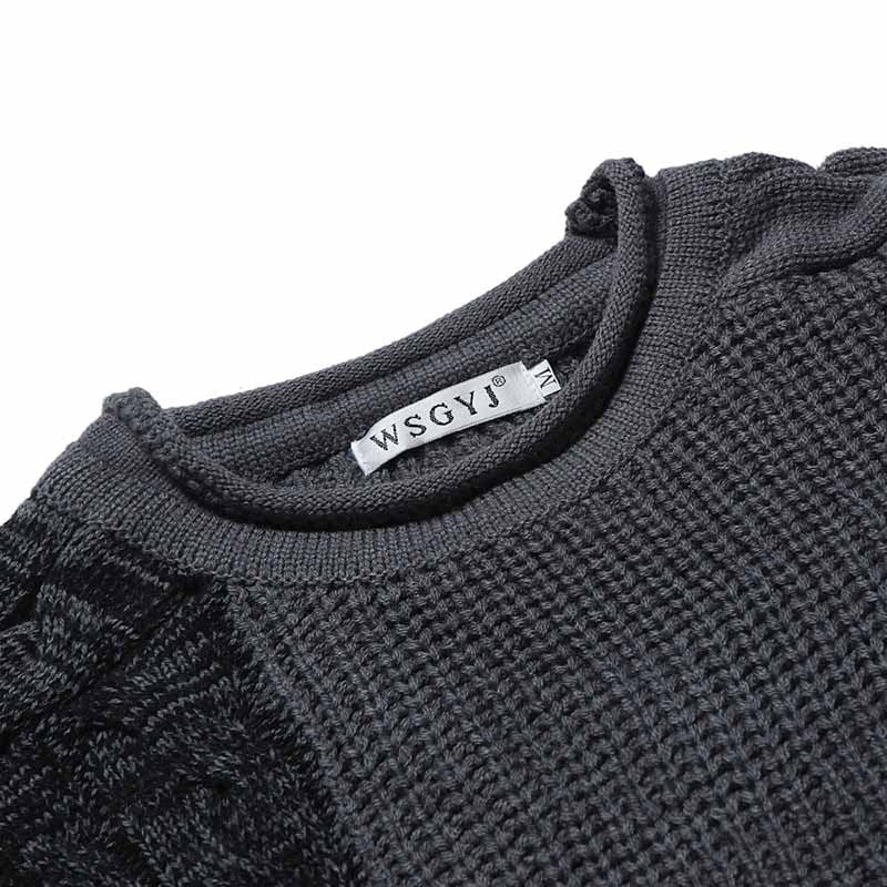 Men's Fashion Round Neck Color Block Slim Sweater
