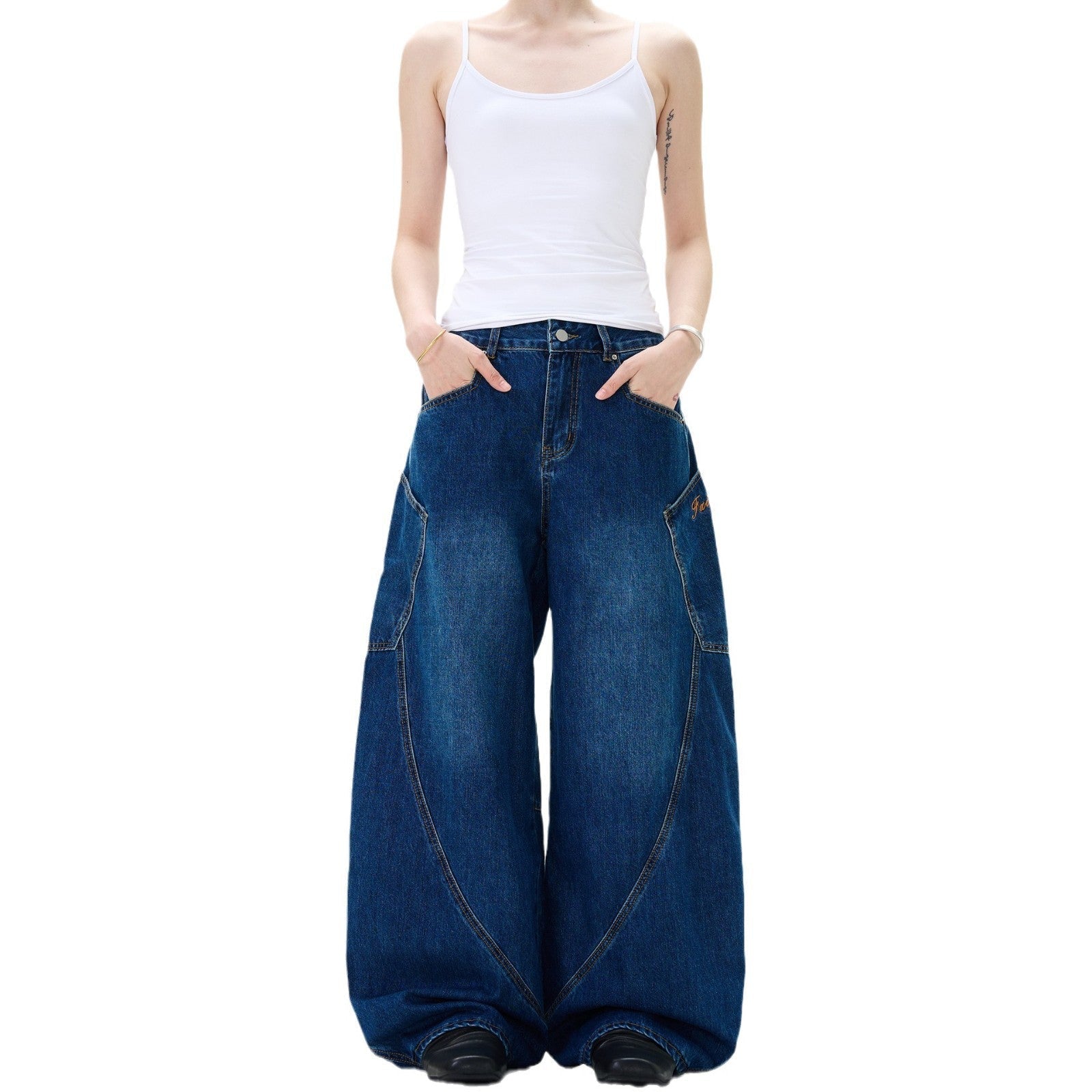Retro Street Design Sense Silhouette Curved Knife Jeans