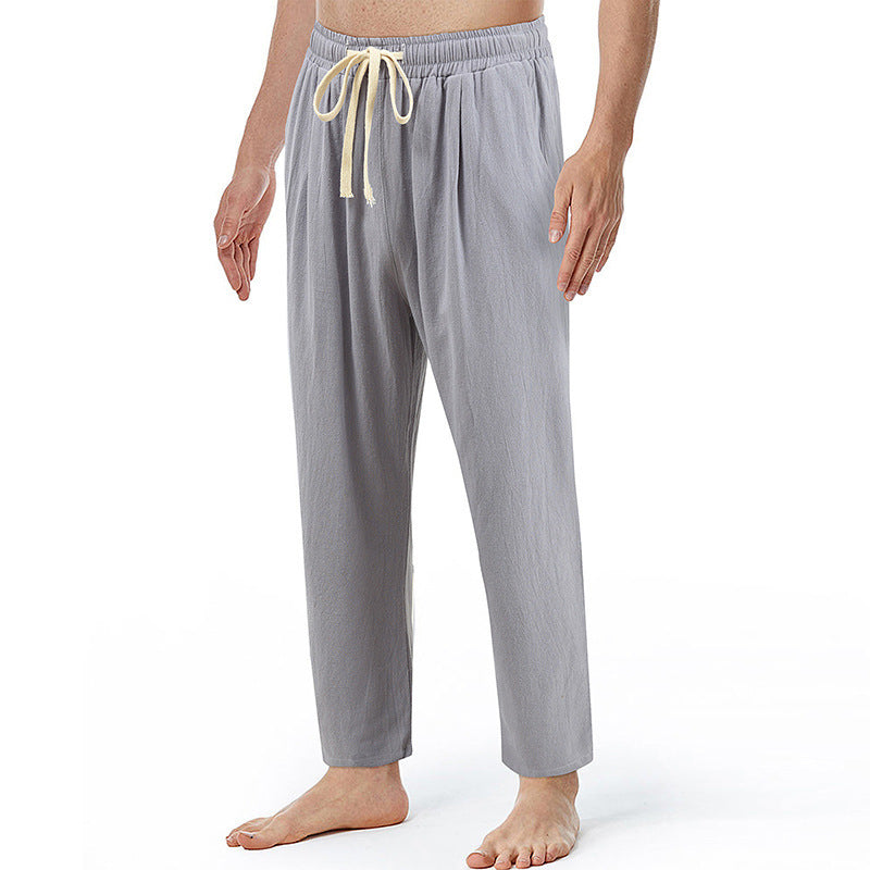 Loose-fit, Plus-size, Straight-leg Linen Pants, Korean-style Trendy Sporty-casual