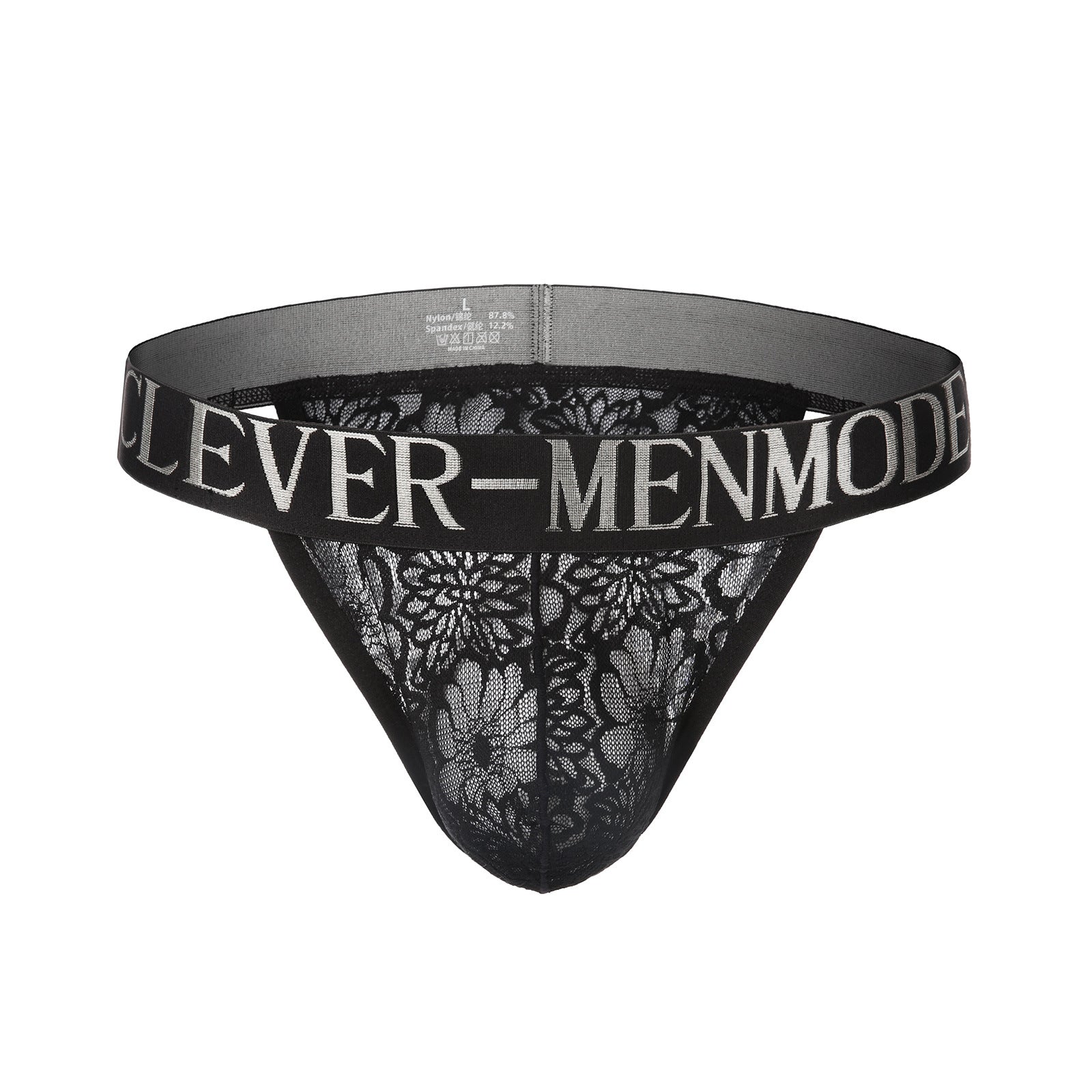 Mens Sexy Lace Low-Rise Thong With Butt-Exposing Design