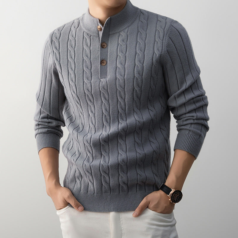Thick Jacquard Warm Young And Middle-aged Soft Turtleneck Sweater