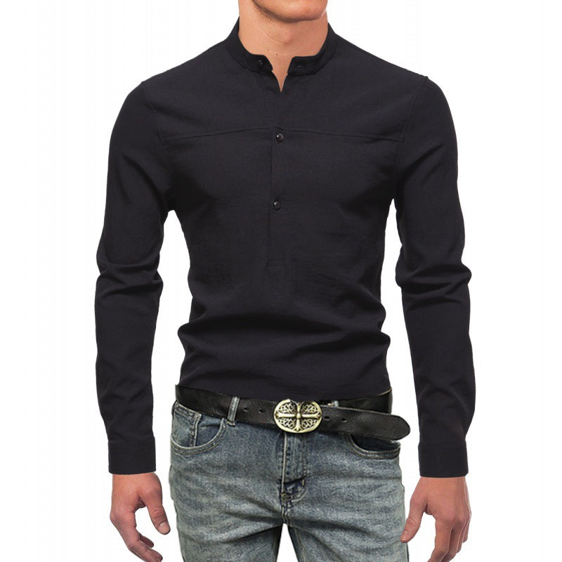 Business Men's European Size Draping Solid Color Shirt Micro