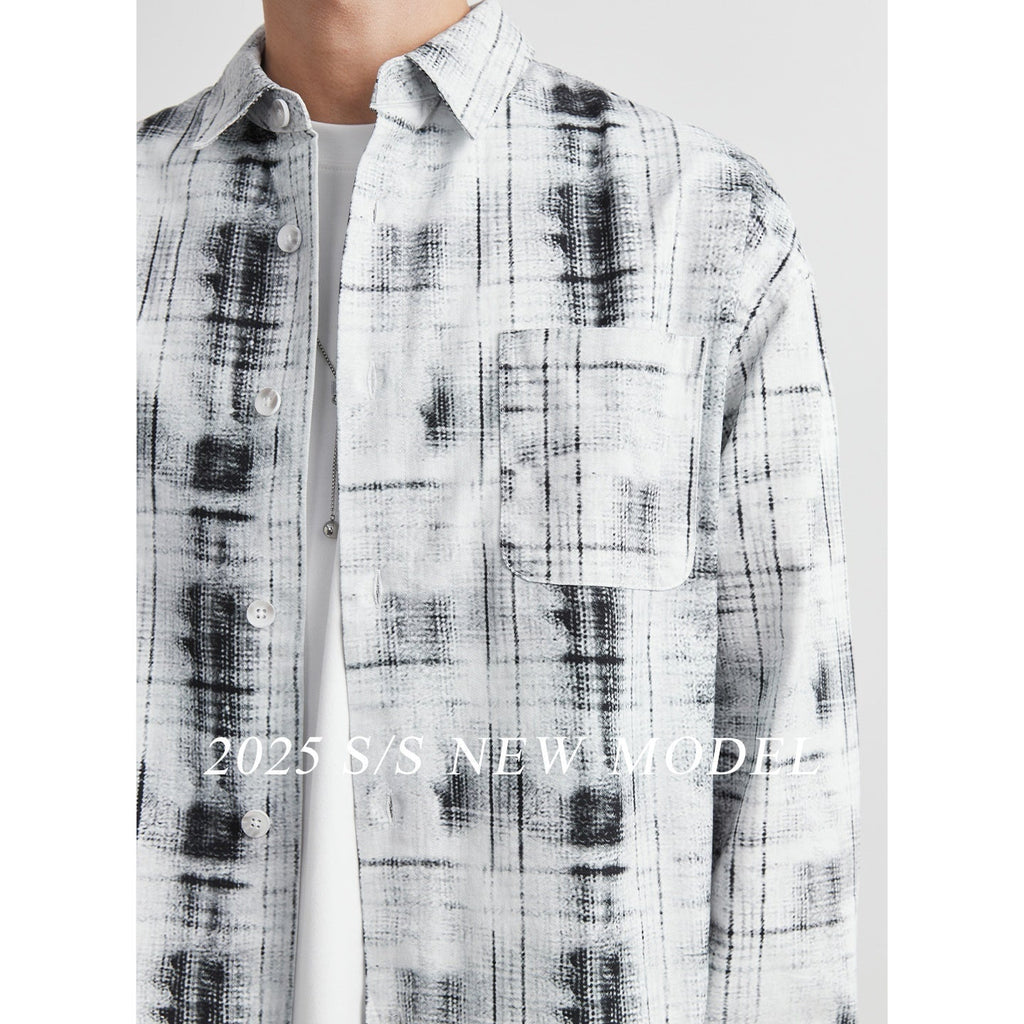 Design Sense Pure Cotton Casual Cardigan Coat Retro Plaid Shirt