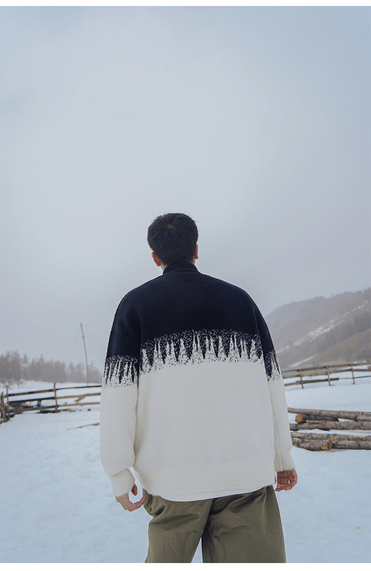 Half Turtleneck Sweater Men Winter New Hong Kong Style