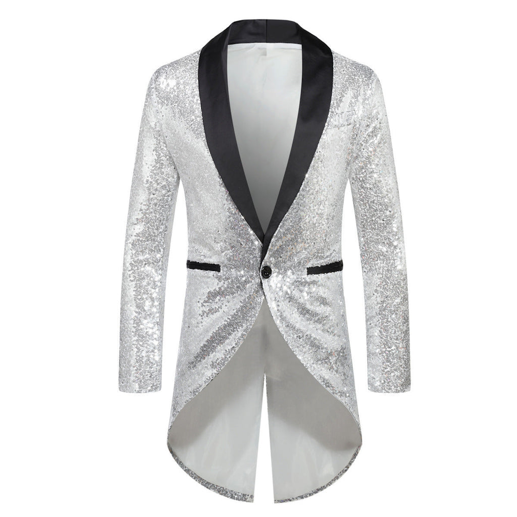 Fashion Sequin Suit AliExpress Foreign Trade Purchasing Men's Single-button Suit Tailcoat