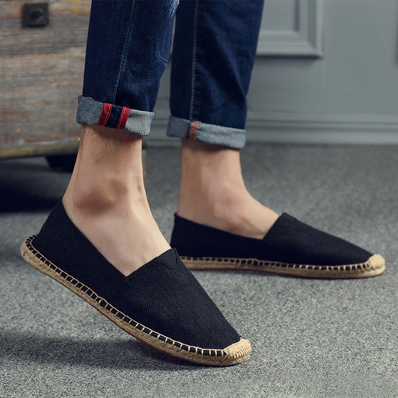 Retro Low-top Ramie Sole Shoes Sweat-absorbent Breathable Lazy Cloth Shoes
