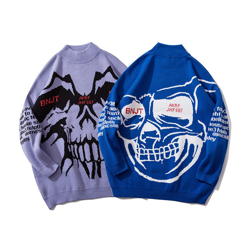 Men's mid-high round neck pullover sweater