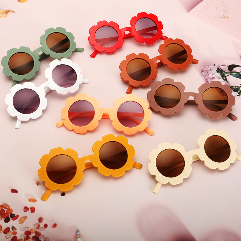 Children's Cute Sunflower Round Frame Sunglasses