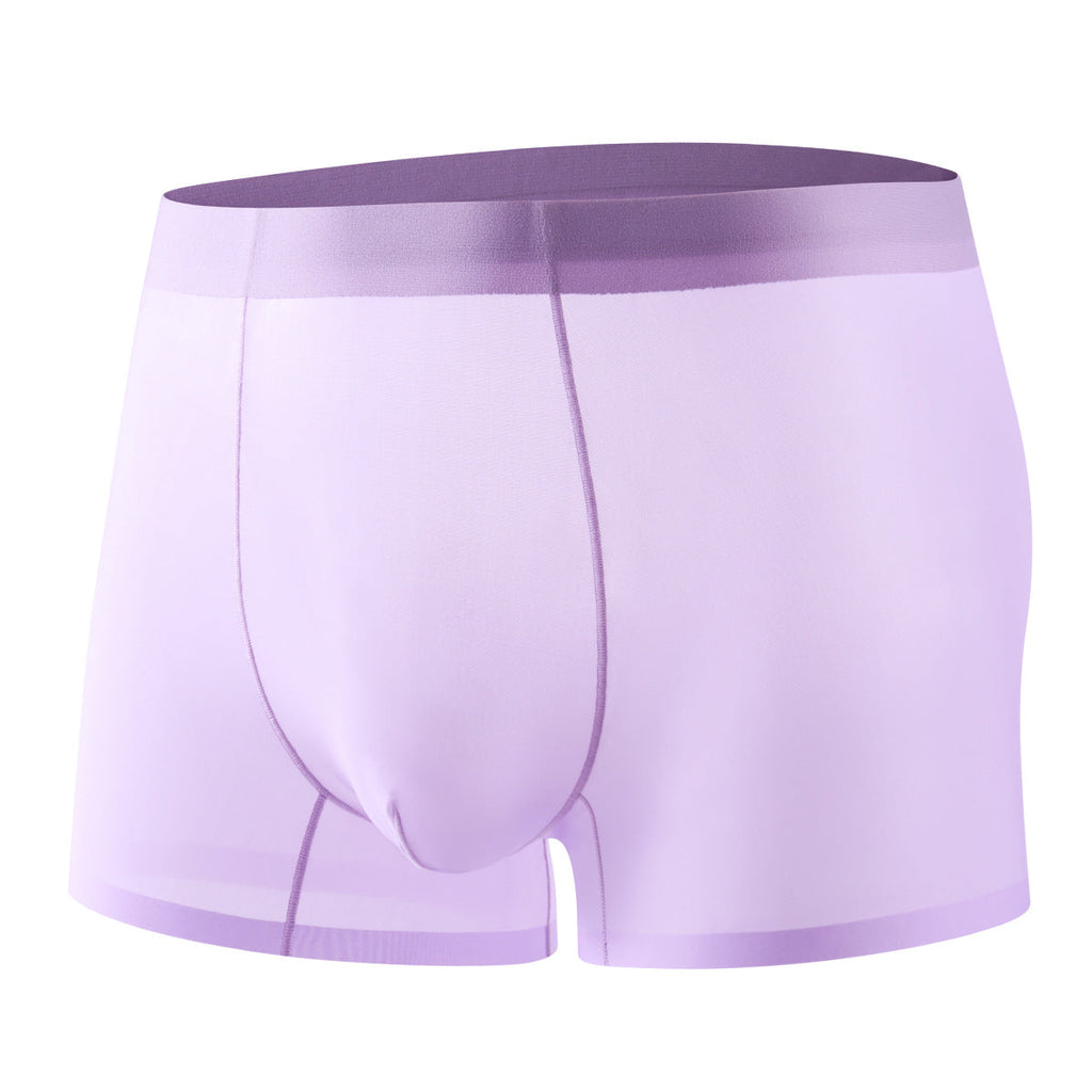 Ultra-thin Cool Ice Silk Breathable Traceless Transparent Hair Exposed Sexy Boxer