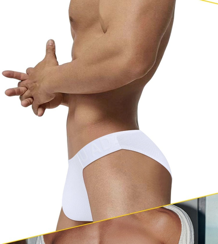 Solid Color High-fork Low-waist Briefs Sexy Full-wrapped Hip-excited Pouch Underwear