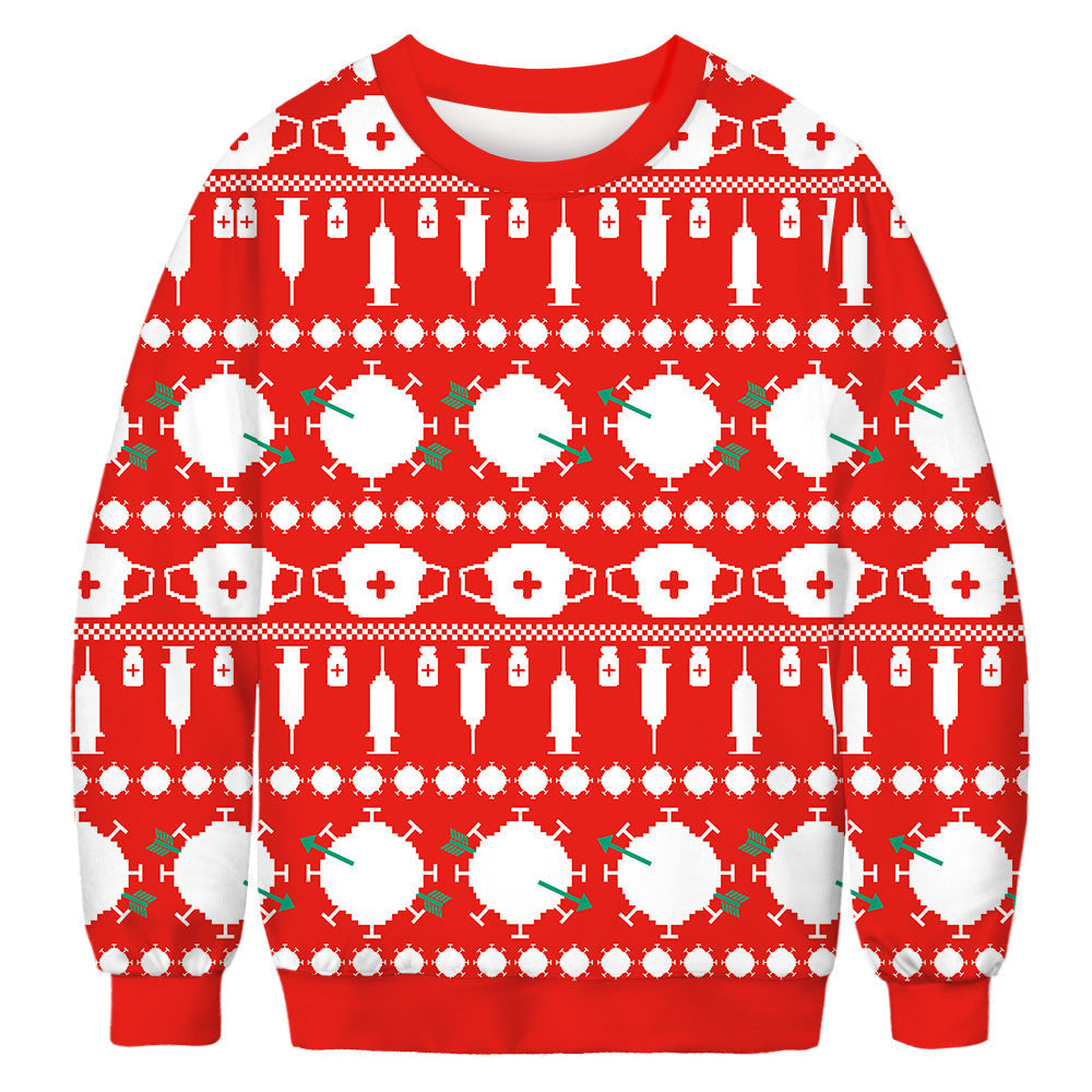 Digital Printing Women's Casual Tide Brand Round Neck Sweater Autumn Couple Pullover