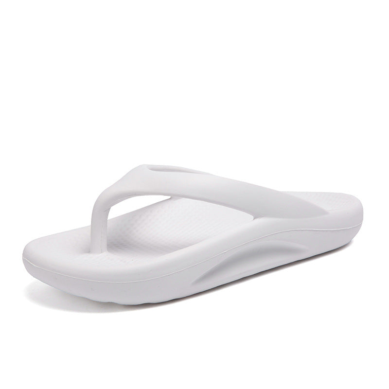 Flip-flops Men Wear Sandy Beach Platform Outside And Step On Shit