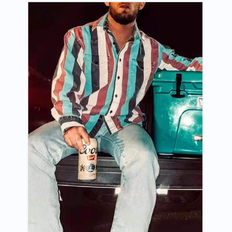 Lapel Casual And Comfortable Men's Long Shirt