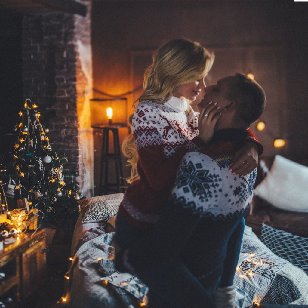 Loose High Neck Long Sleeve Couple Christmas Sweater