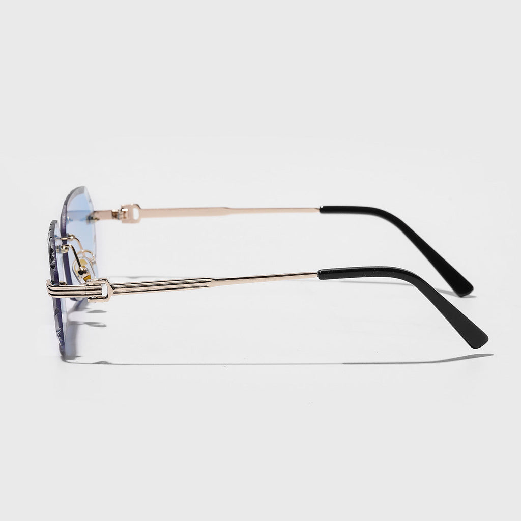 Metal Frameless Diamond Cut Sunglasses