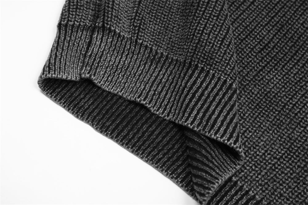 Worn Looking Washed-out Round Neck Sweater Men's INS