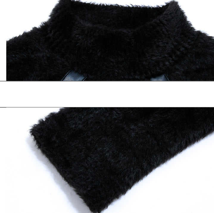 Heavy Deconstruction Anti-marten Fur Plush Bottoming Shirt Slim Fit High Collar Warm Top