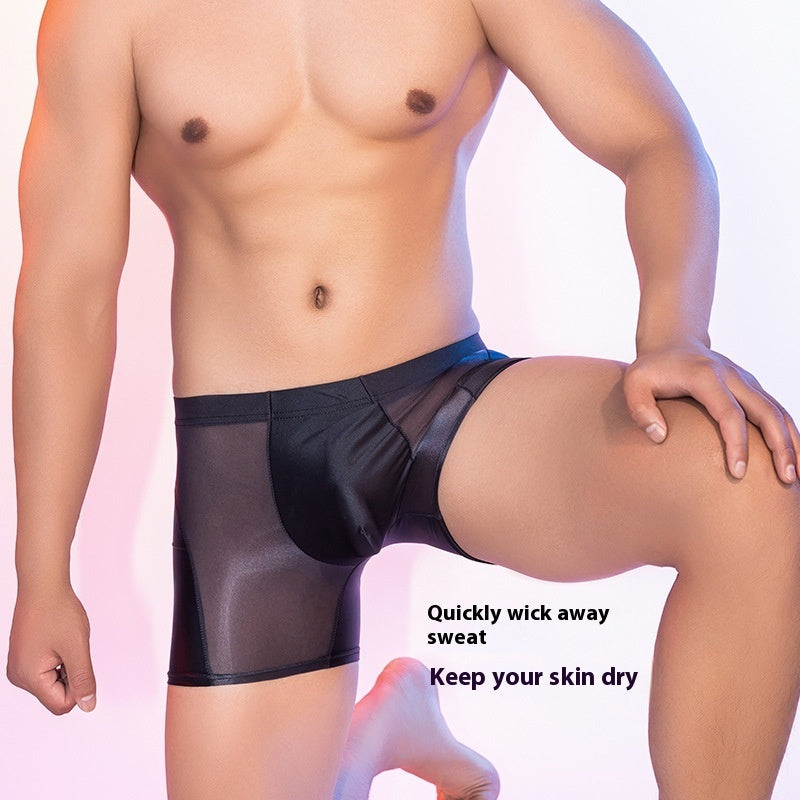 Men's Elastic Thin Shiny Boxer Briefs