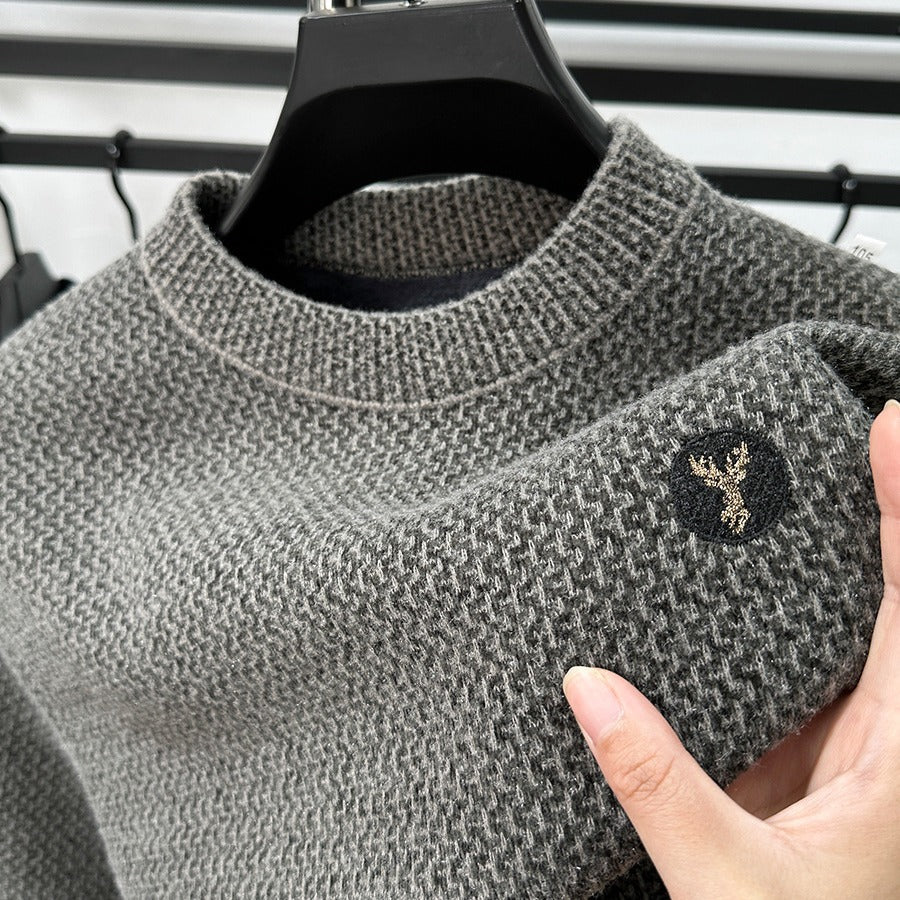 Winter Men's Thermal Round-neck Velvet Padded Sweater