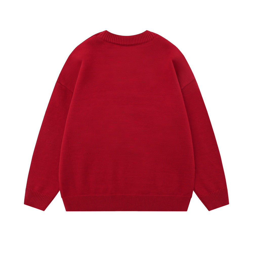 Cute Cartoon Bunny Loose Round Neck Sweater