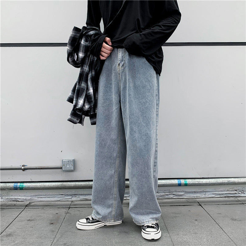 Denim Trousers Men's Korean-style Straight Loose Teen