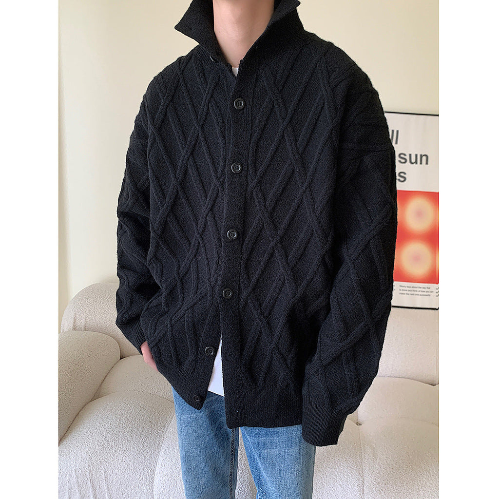 Youth Knitted Cardigan With Half Turtleneck
