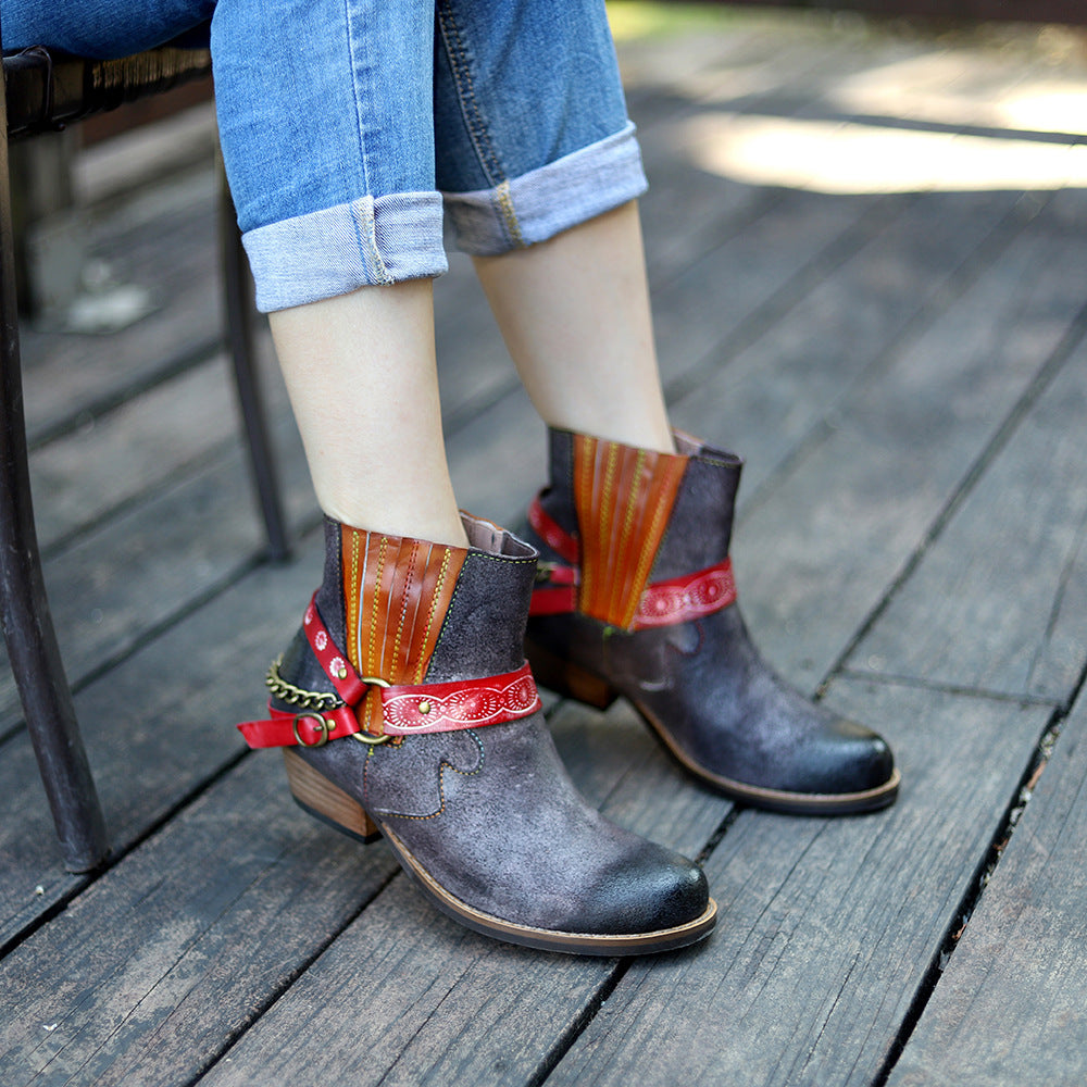 American Fashion Handmade Frosted Cowboy Boots And Ankle Women's Boots